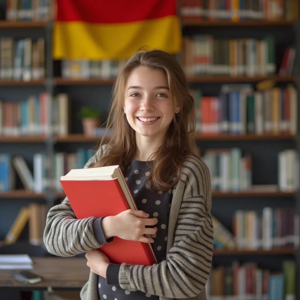 Estudiante aprendiendo alemán para estudiar en Alemania